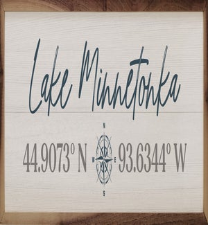 Personalized Lake Coordinates And Compass Whitewash